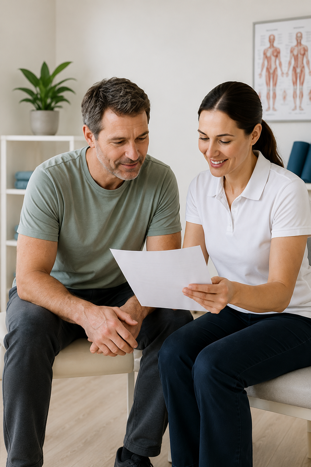 Patient and health professional reviewing a Medicare allied health referral